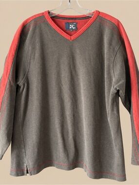 Y2K Vintage Point Zero V Neck Racer Stripe Pullover Sweater XL